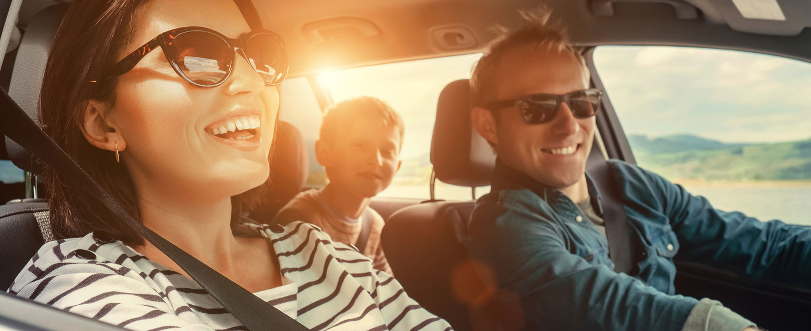 family in car